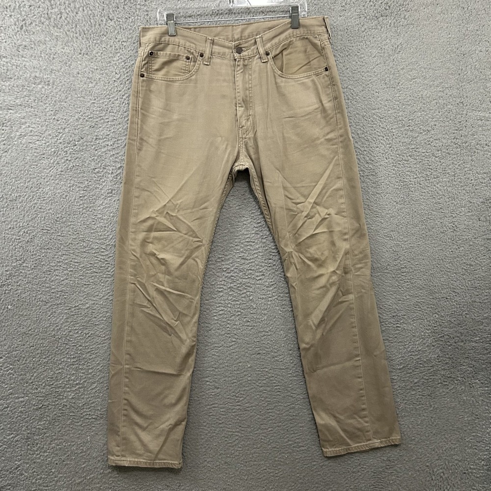 Levis Jeans Mens 34x34 Beige 505 Regular Straight American White Tab Work Wear